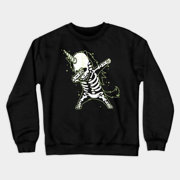 Dabbing Unicorn Skeleton Shirt Dab Hip Hop X-Ray Glow Effect Crewneck Sweatshirt by vo_maria